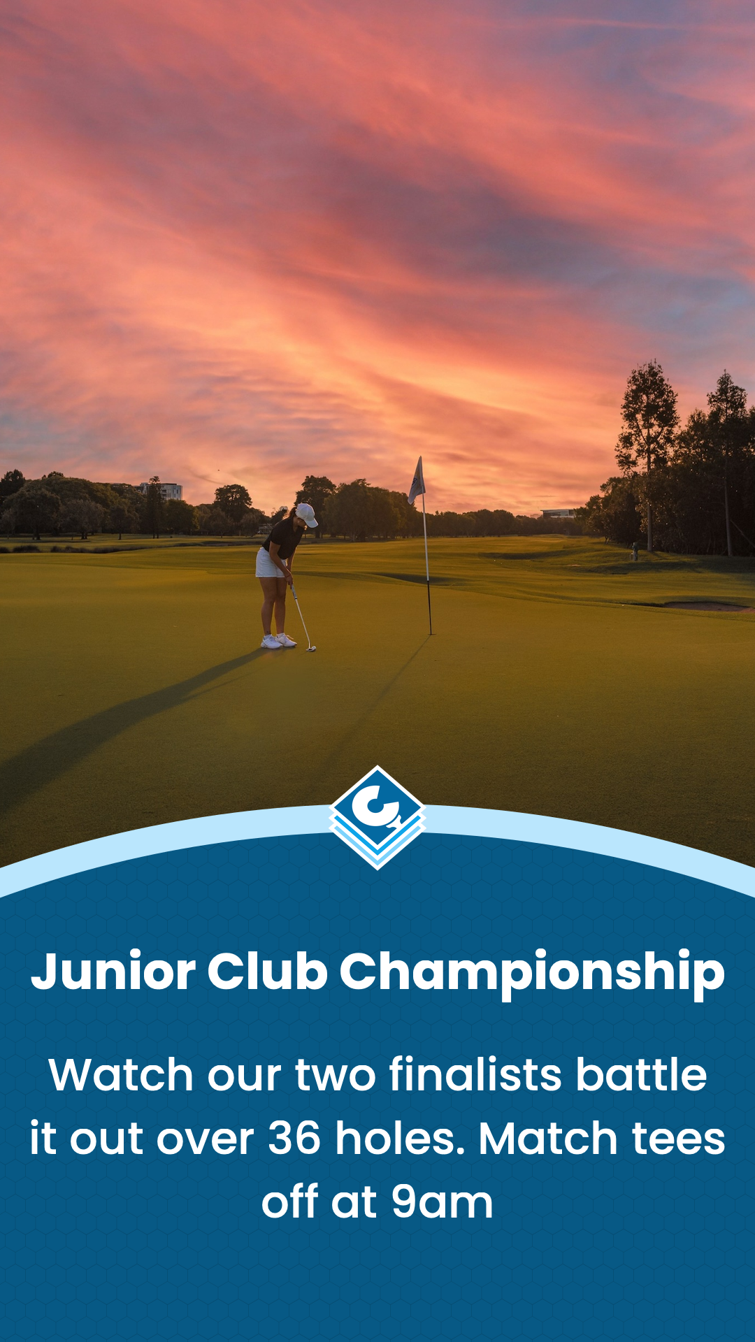 A course status graphic using the CaddiePress Arc theme