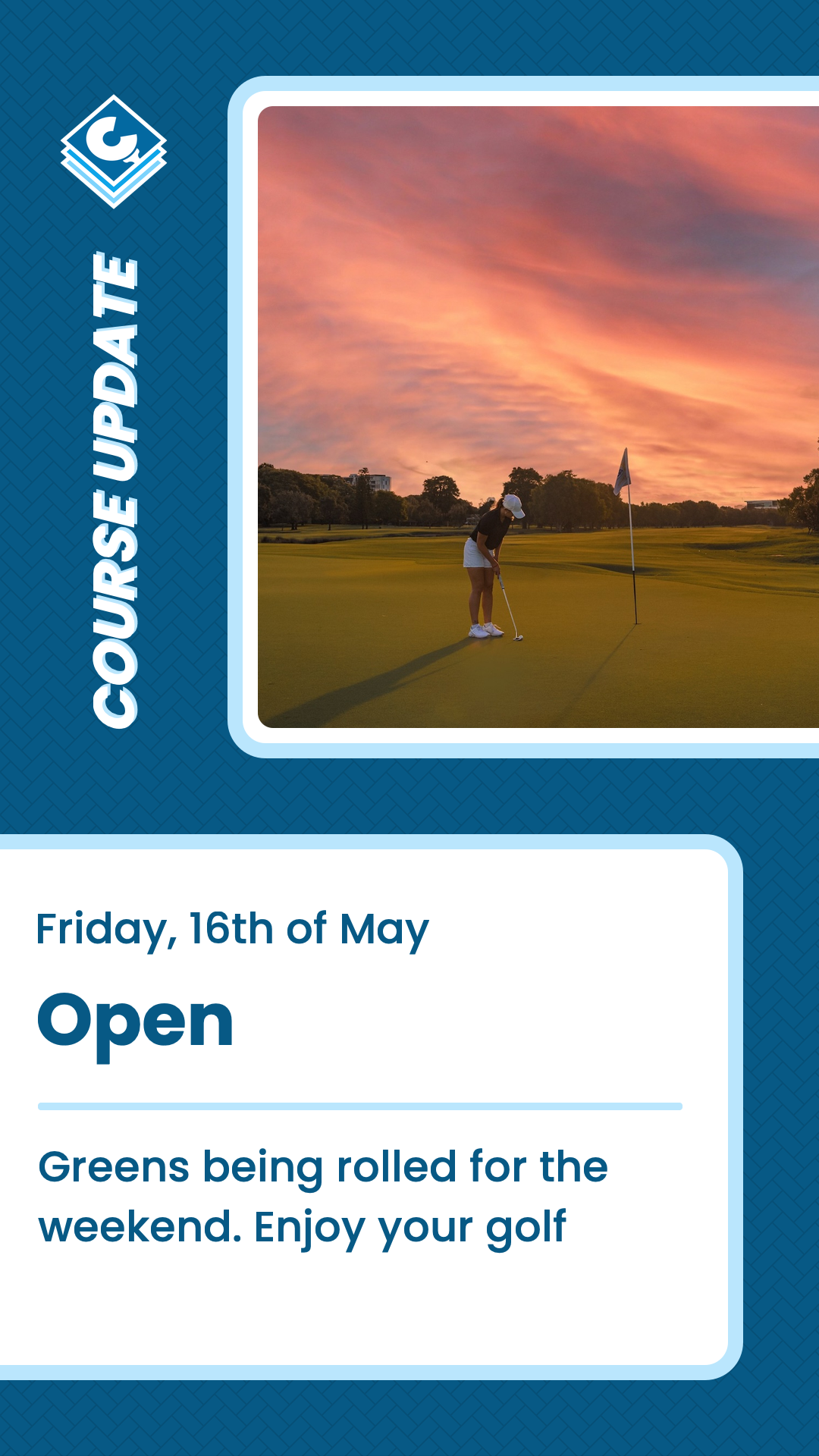 A course status graphic using the CaddiePress Capsule theme