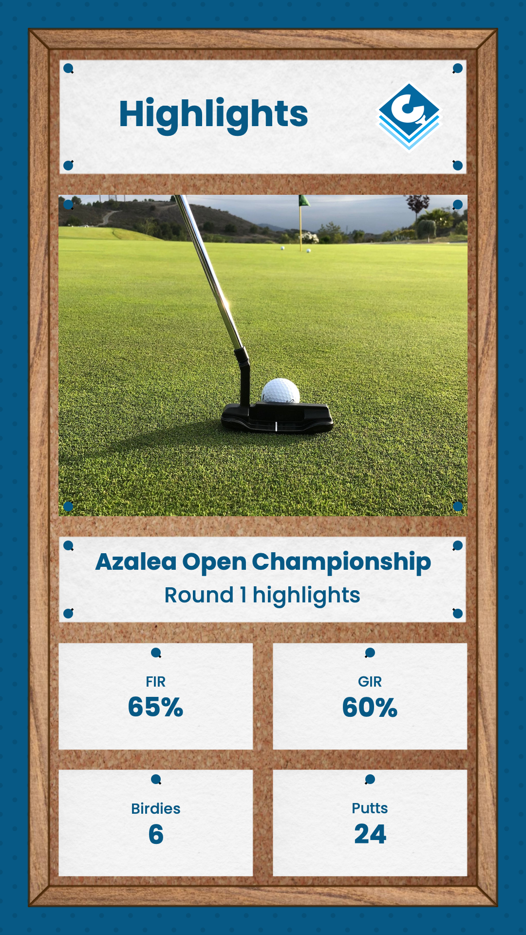 A highlights graphic using the CaddiePress Pinboard theme