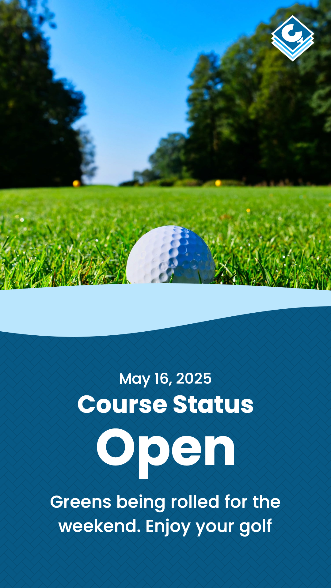 A course status graphic using the CaddiePress Arc theme